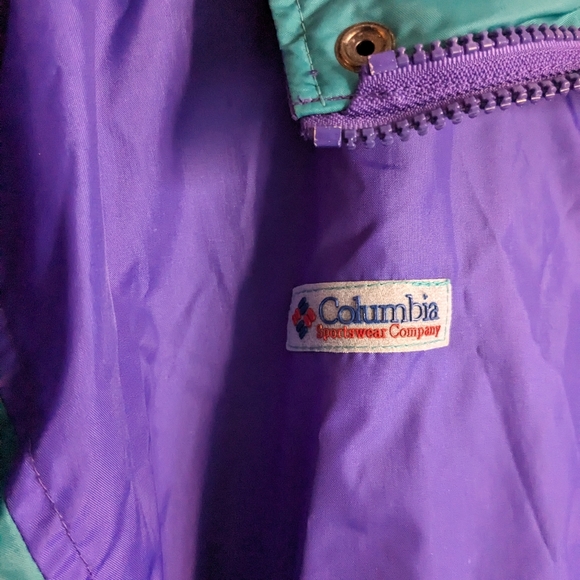 Vtg 90s Columbia Sportswear Omni Tech Windbreaker Jacket Purple Teal Mens S - Picture 7 of 15
